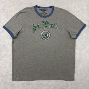 American Eagle Outfitters Ringer T Shirt Mens XXL Gray Blue Trim St Patricks Day